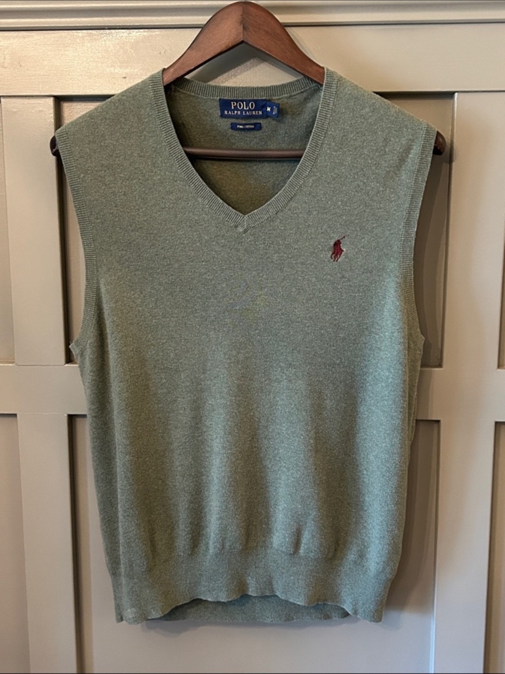 Polo Ralph Lauren Pima Cotton Sweater Vest Sage Green Size Medium